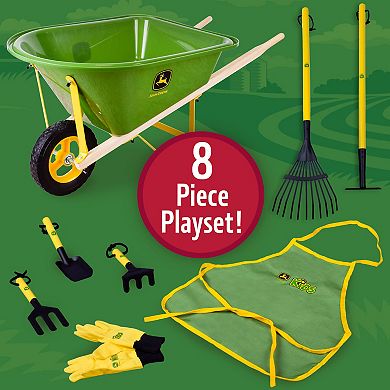 Sunny Days Entertainment John Deere Wheelbarrow and 8-Piece Garden Set