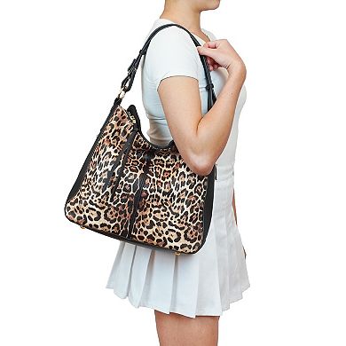 Mellow World Maya Leopard Print Hobo Bag with Adjustable Shoulder Strap