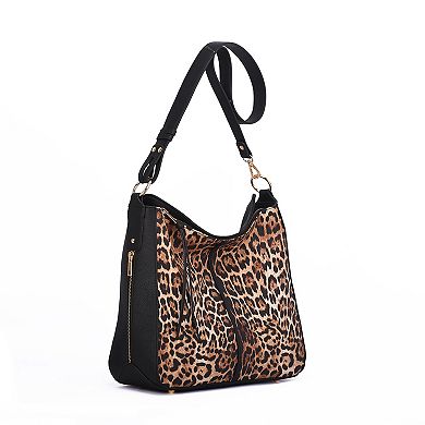 Mellow World Maya Leopard Print Hobo Bag with Adjustable Shoulder Strap