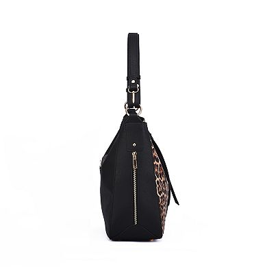 Mellow World Maya Leopard Print Hobo Bag with Adjustable Shoulder Strap