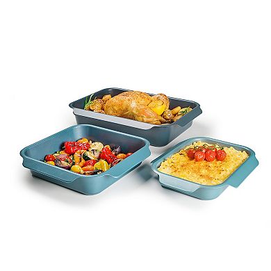 Joseph Joseph Nest™ Oven Set of 3 Stackable Non-Stick Roasting Pan Trays with Easy-Pull Handles