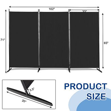 Foldable 3 Panel Room Divider Screen Wall