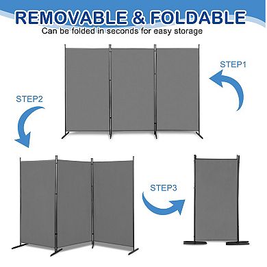 Foldable 3 Panel Room Divider Screen Wall