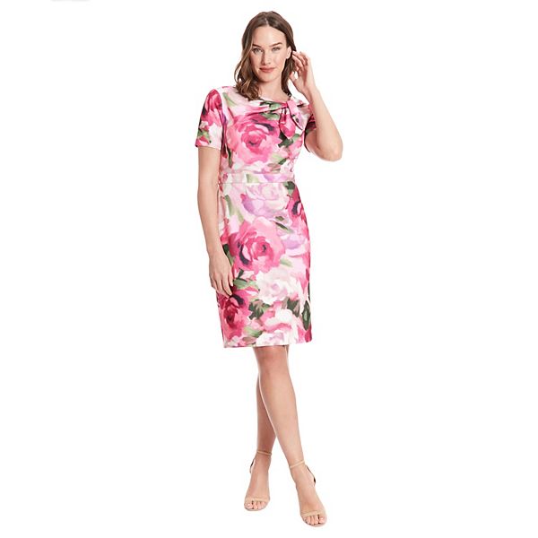 【SALE★国内発送】  Tie-Neck Sheath Dress Women's London Times Side Tie-Neck Sheath Mini Dress