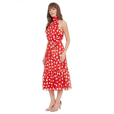 Women's London Times Halter Mockneck Fit & Flare Midi Dress