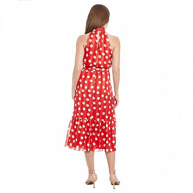 Women's London Times Halter Mockneck Fit & Flare Midi Dress