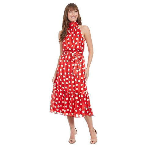 Женские платья London Women's London Times Halter Mockneck Fit & Flare Midi Dress