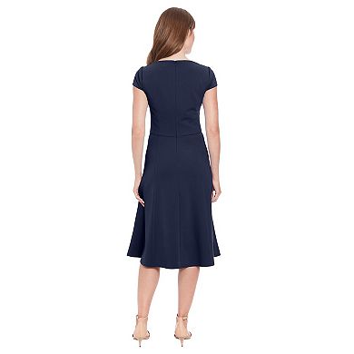 Women's London Times Cap Sleeve Fit & Flare Dress