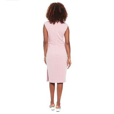 Women's London Times V-Neck Twist Hardware Midi Dress