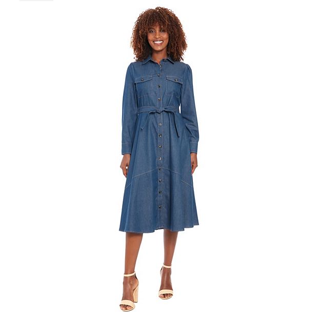 white christmas dresses Piece Dyed Denim Dress main image 0