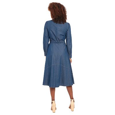 Women's London Times Denim Long Sleeve Shirt Dress
