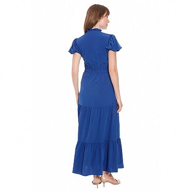 Women's London Times Bubble Sleeve Tiered Maxi Dress