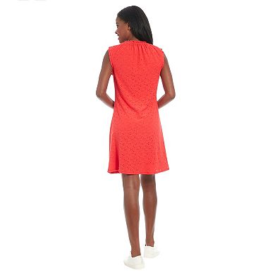 Women's London Times Ruffle Neck Mini A-Line Dress