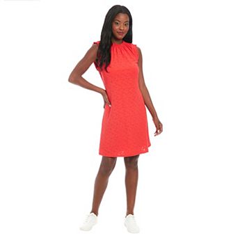 Women's London Times Ruffle Neck Mini A-Line Dress
