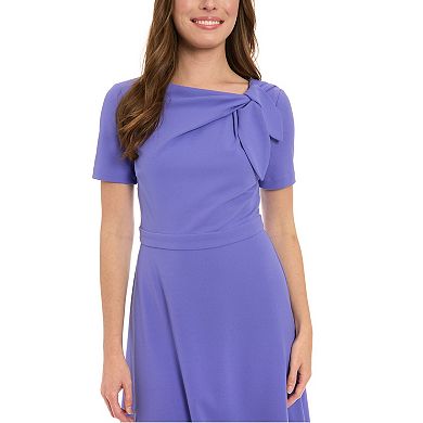 Women's London Times Tie-Neck Fit and Flare Dress