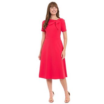 Women's London Times Tie-Neck Fit and Flare Dress
