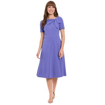 Women's London Times Tie-Neck Fit and Flare Dress
