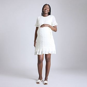 Maternity Motherhood® Short Sleeve Belted Tiered Dress