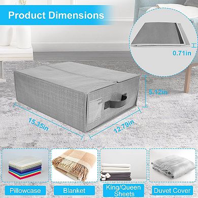 4Pcs Foldable Bed Sheet Storage Organizers with Lids for Bedding, Clothing & Closet