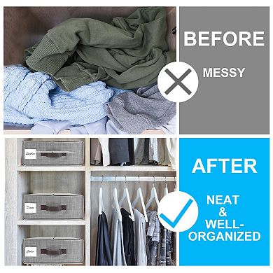 4Pcs Foldable Bed Sheet Storage Organizers with Lids for Bedding, Clothing & Closet