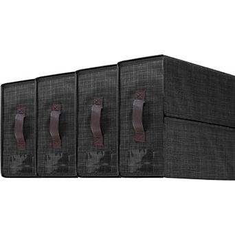 4 pc Foldable Bed Sheet Storage Organizers with Lids for Bedding, Clothing & Closet