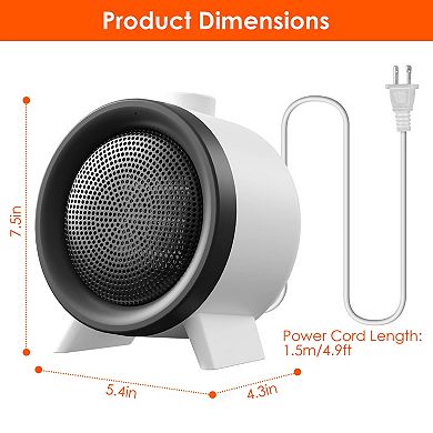 1000W Electric Space Heater Ceramic Fan with 3 Modes, Fast Heat & Safety Protection