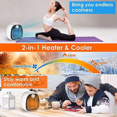 1500W Electric Space Heater, Ceramic Oscillating Fan with Remote & Safety