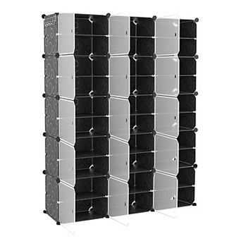 10 tier 3-Row Shoe Rack, Stackable Plastic Shoe Cabinet with Clear Doors