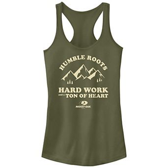 Juniors' Mossy Oak Humble Roots Hard Work And A Ton Of Heart Racerback Tank Top