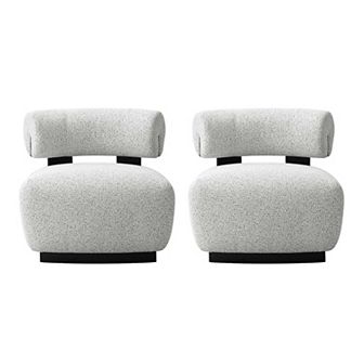 MANHATTAN COMFORT Bartow 2 pc Modern Woven Fabric Upholstered Accent Chair Set