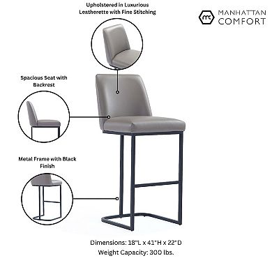 MANHATTAN COMFORT Serena Faux Leather Upholstered Barstool