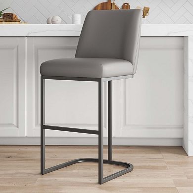 MANHATTAN COMFORT Serena Faux Leather Upholstered Barstool