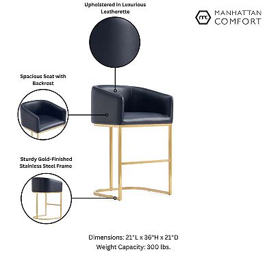 MANHATTAN COMFORT Louvre Faux Leather Upholstered 2-pc. Counter Stool Set