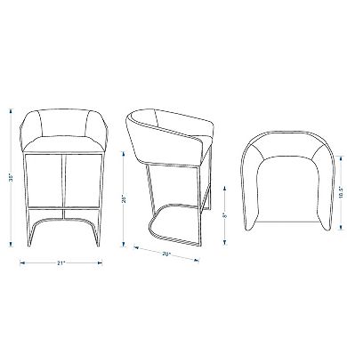 MANHATTAN COMFORT Louvre Faux Leather Upholstered 2-pc. Counter Stool Set