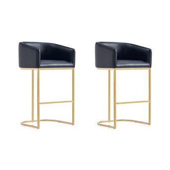 MANHATTAN COMFORT Louvre Modern Faux Leather Upholstered 2 pc Barstool Set