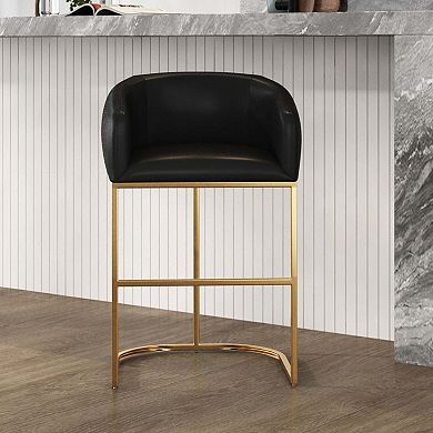 MANHATTAN COMFORT Louvre Faux Leather Upholstered Counter Stool