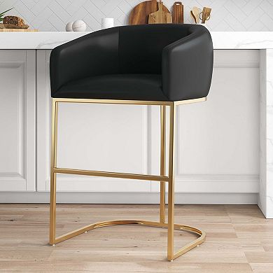 MANHATTAN COMFORT Louvre Faux Leather Upholstered Barstool