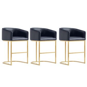MANHATTAN COMFORT Louvre Faux Leather Upholstered 3 pc Counter Stool Set