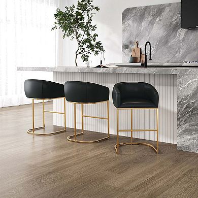 MANHATTAN COMFORT Louvre Faux Leather Upholstered 3-pc. Counter Stool Set