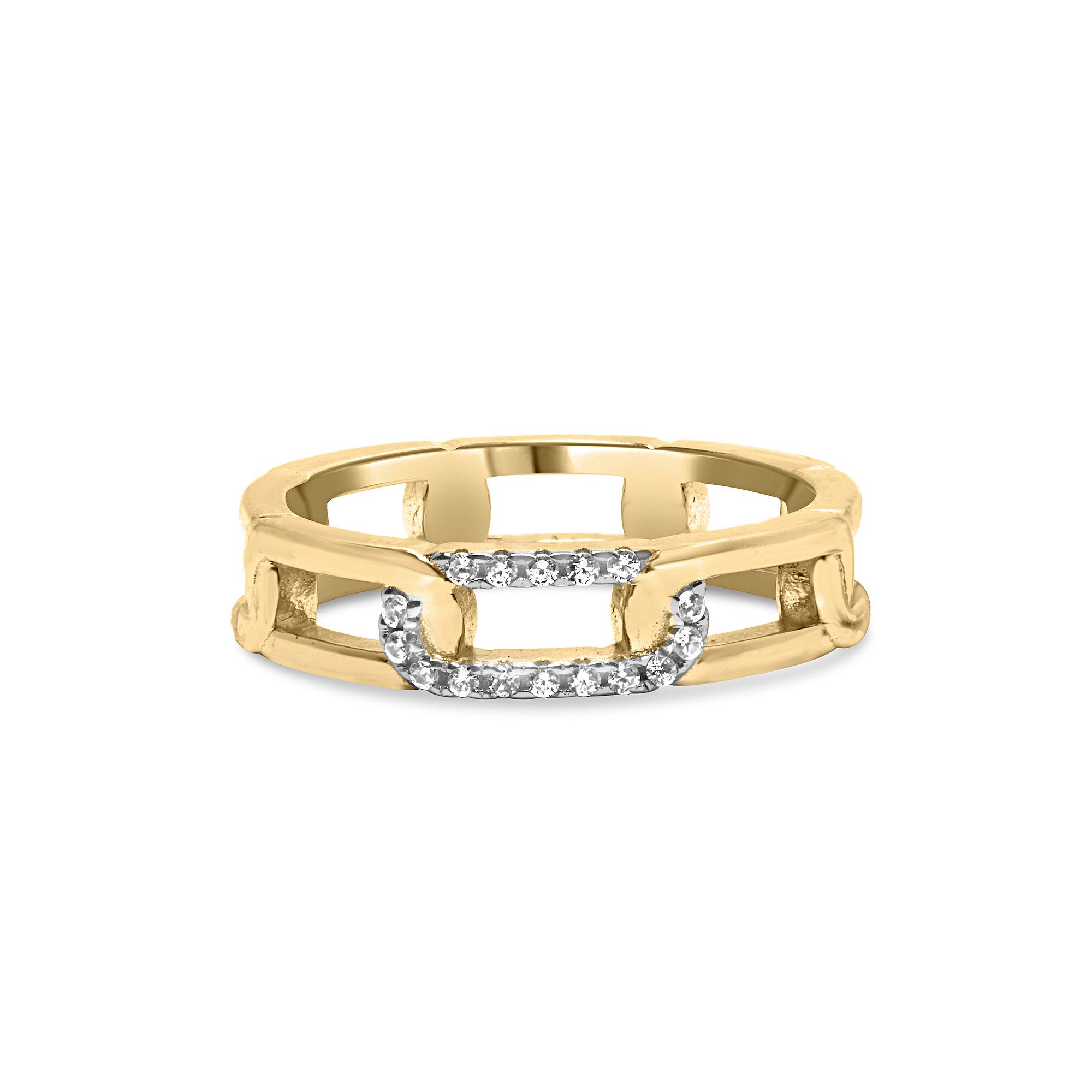 Haus of Brilliance 10k Gold 1/10 Carat T.W. Diamond Cutout Link Ring, Women