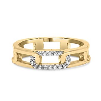 Haus of Brilliance 10k Gold 1/10 Carat T.W. Diamond Cutout Link Ring