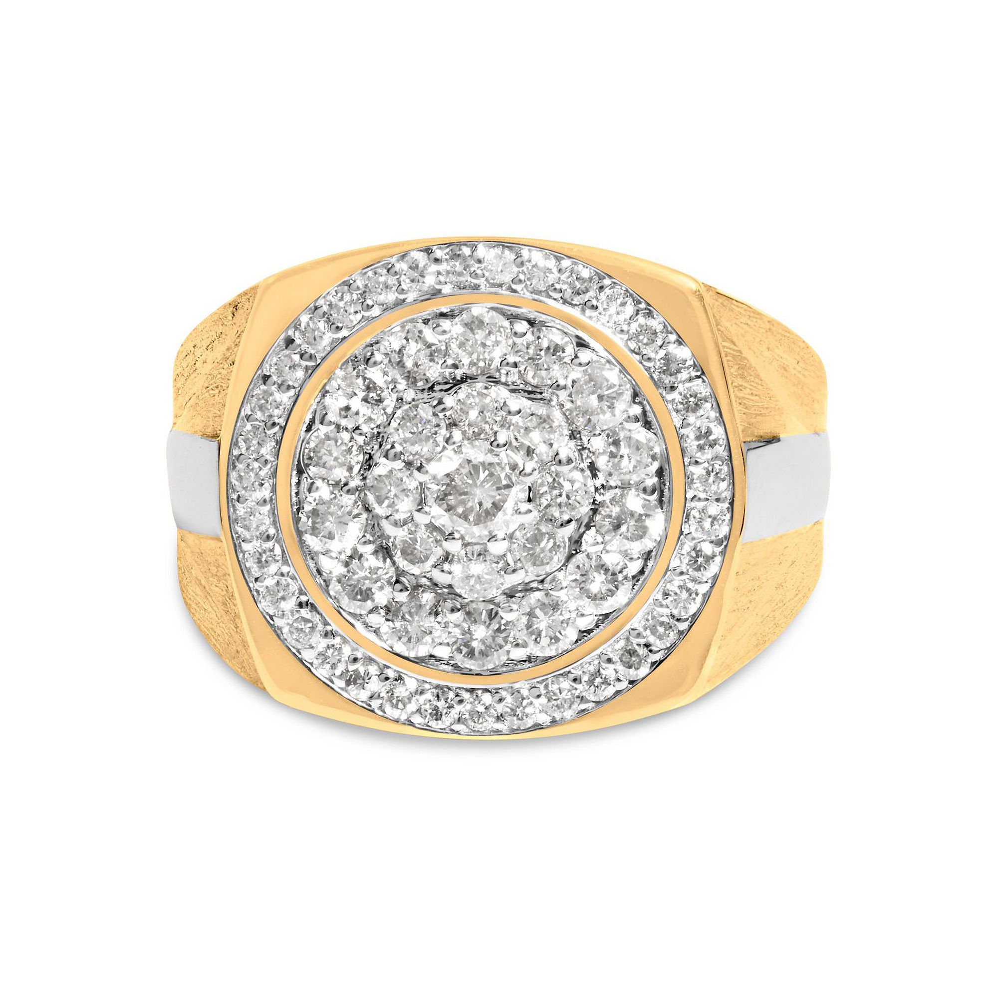 Haus of Brilliance 10k Gold 1 1/2 Carat T.W. Diamond Cluster Halo Men’s S