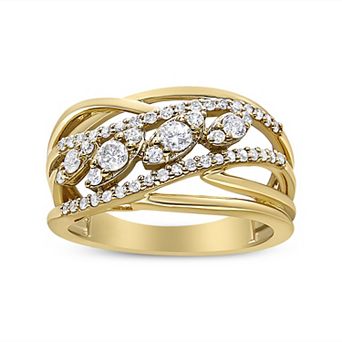 Haus of Brilliance 10k Gold 1/2 Carat T.W. Round Diamond Split Shank Cocktail Ring