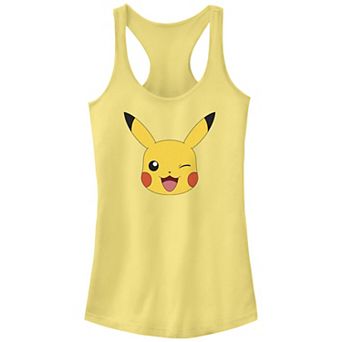 Juniors' Pokemon Pikachu Winking Face Racerback Tank Top