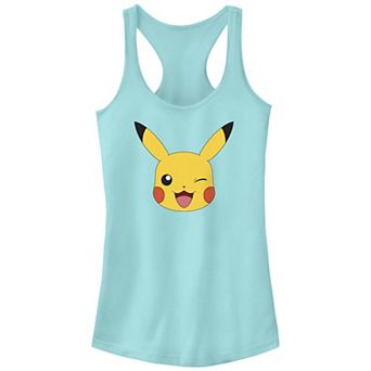 Juniors' Pokemon Pikachu Winking Face Racerback Tank Top