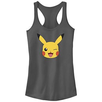 Juniors' Pokemon Pikachu Winking Face Racerback Tank Top