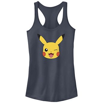 Juniors' Pokemon Pikachu Winking Face Racerback Tank Top