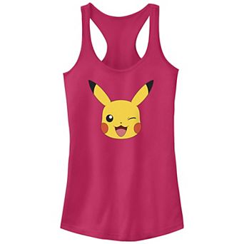 Juniors' Pokemon Pikachu Winking Face Racerback Tank Top