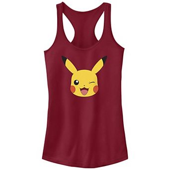 Juniors' Pokemon Pikachu Winking Face Racerback Tank Top