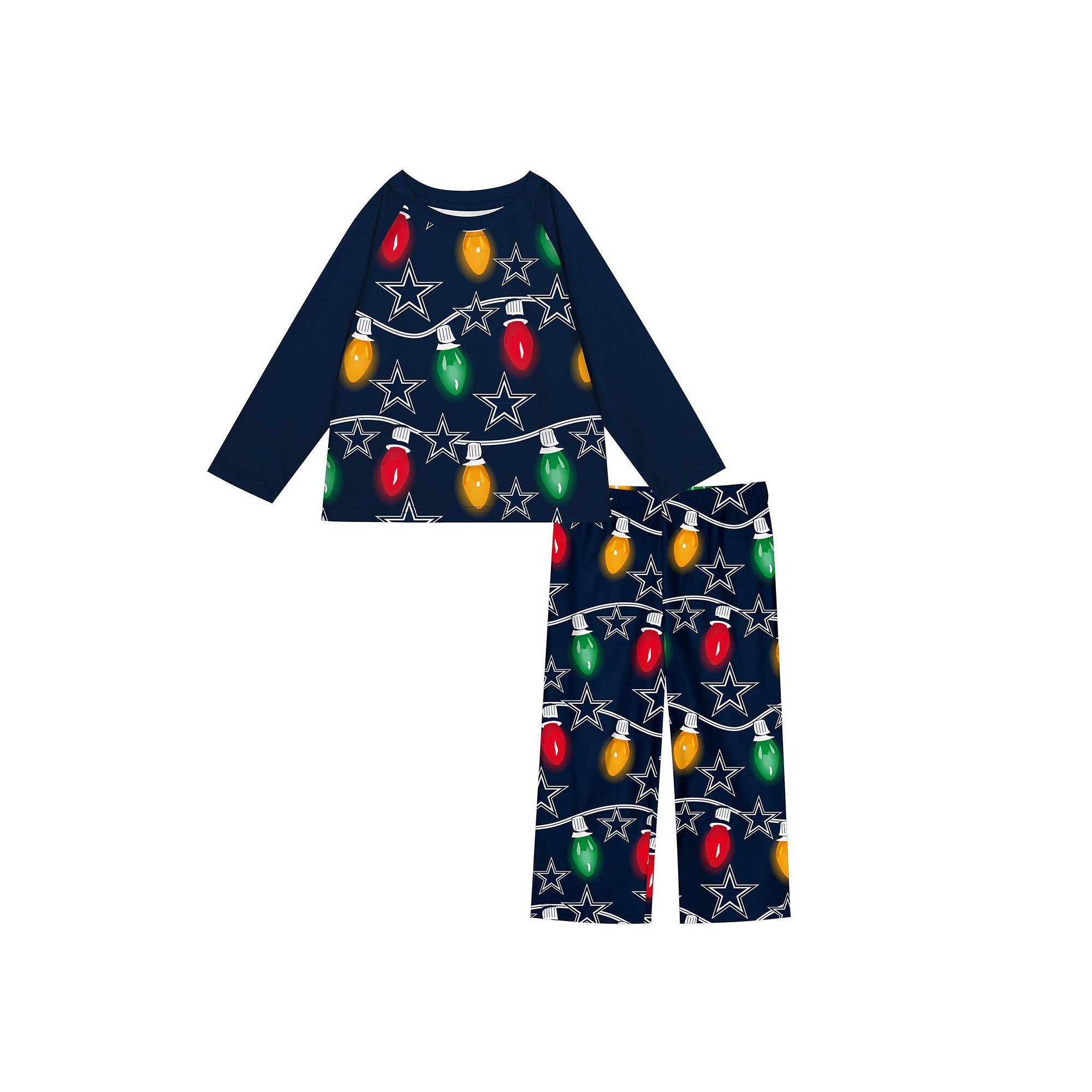 Toddler Dallas Cowboys Two-Piece Garland Holiday Long Sleeve Pajama Set, To